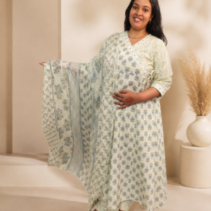 Elegant Floral Cotton Kurta Set with Dupatta | Women's Ethnic Wear